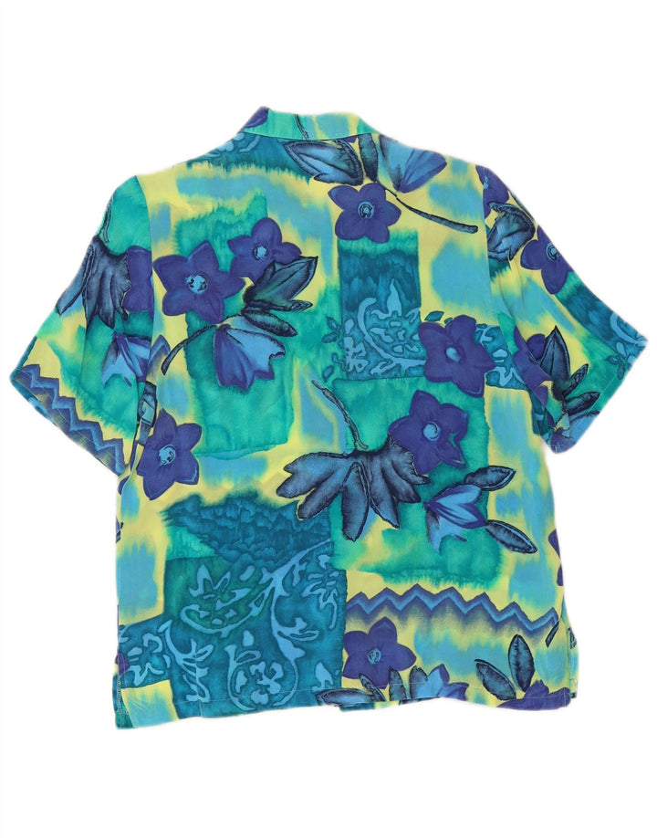 VINTAGE Mujer Camisa de Manga Corta Blusa EU 38 Medio Multicolor Floral
