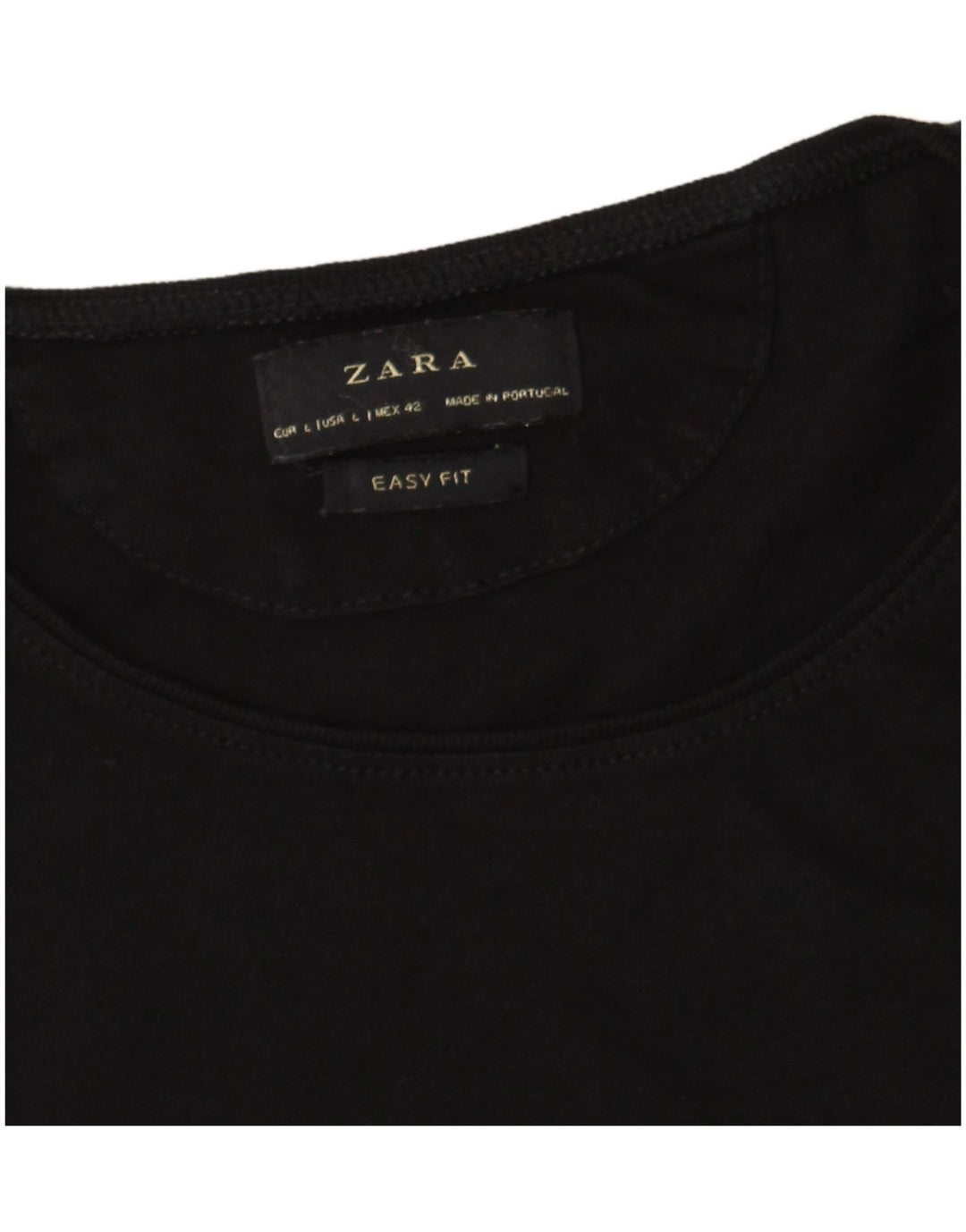 ZARA Hombre Camiseta Easy Fit Top Grande Negro