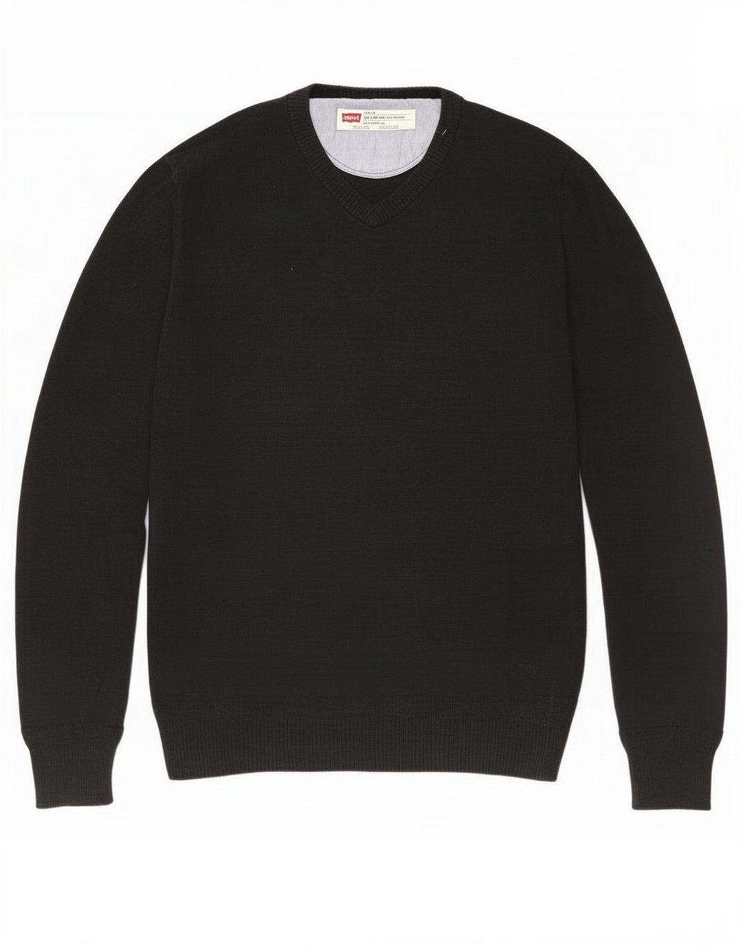Levi's Jersey ajustado con cuello en V para hombre, talla pequeña, negro