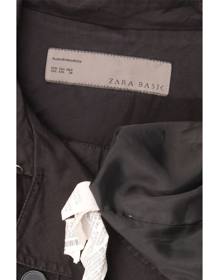 Zara Mujer Gabardina UK 20 2XL Azul Marino Algodón