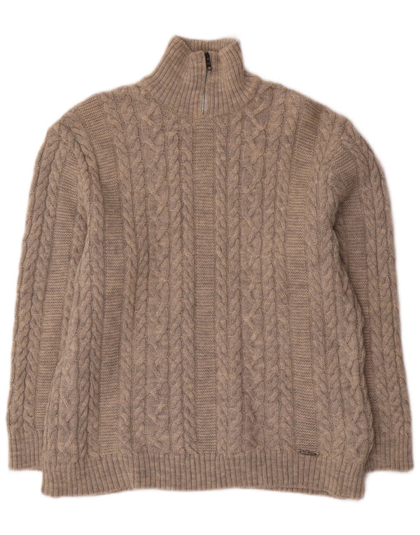 Kaufmann - Jersey para hombre con cremallera y cuello IT 46 Small Beige Lana