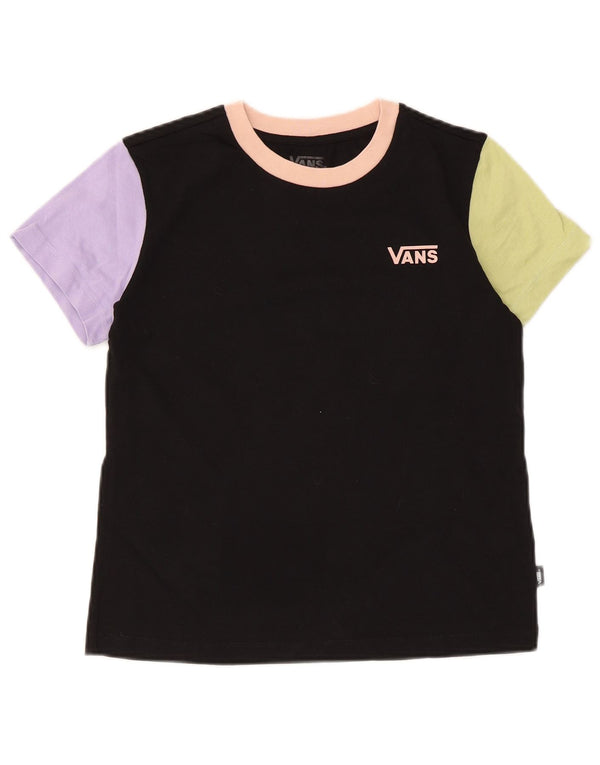 Vans Camiseta para mujer Top UK 6 XS Negro Colorblock Algodón