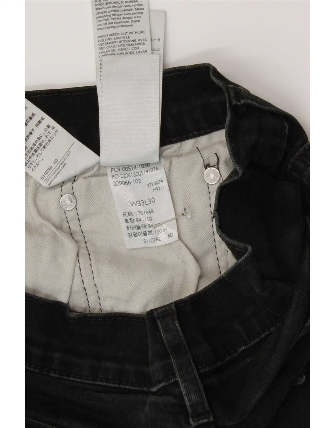 Vaqueros rectos Levi's para hombre W33 L30 Algodón negro