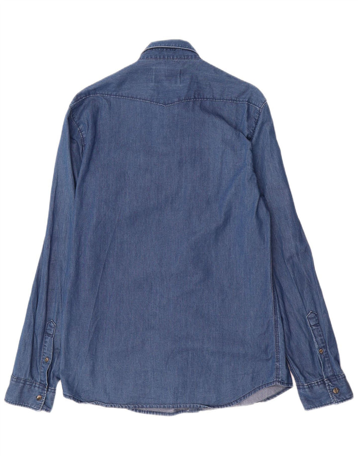 Jack & Jones Hombre Camisa Vaquera Algodón Azul Medio