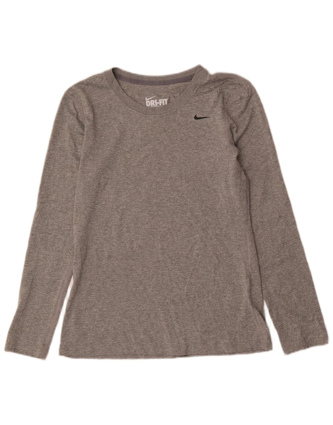 Nike Mujer Dri Fit Regular Fit Top Manga Larga UK 10 Pequeño Gris Poliéster