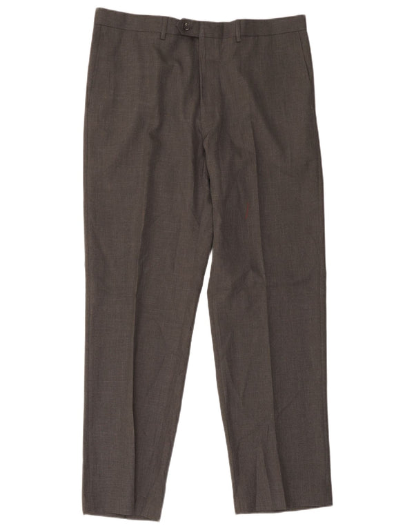 Marks & Spencer Pantalón de traje recto para hombre W38 L31 Poliéster gris