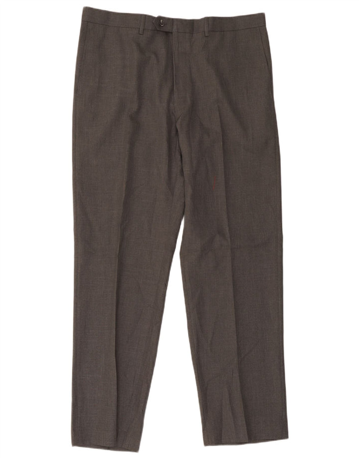 Marks & Spencer Pantalón de traje recto para hombre W38 L31 Poliéster gris
