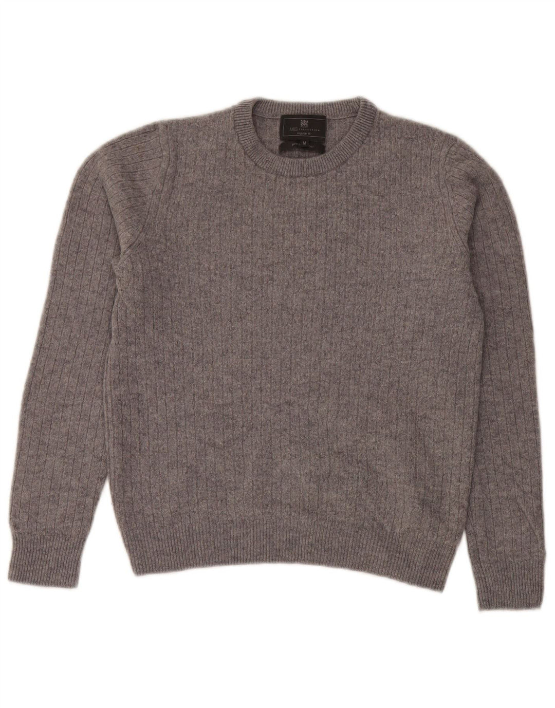 Marks & Spencer Suéter Corto con Cuello Redondo para Mujer UK 44 Gris Medio