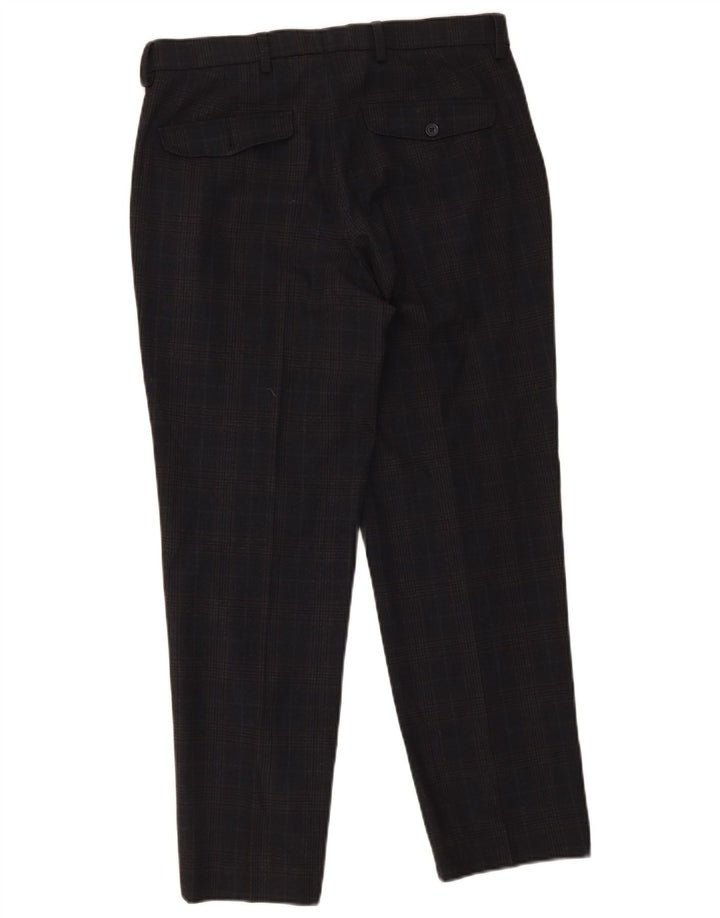 Marks & Spencer Pantalón de traje de corte regular para hombre W32 L29 Cuadros azul marino