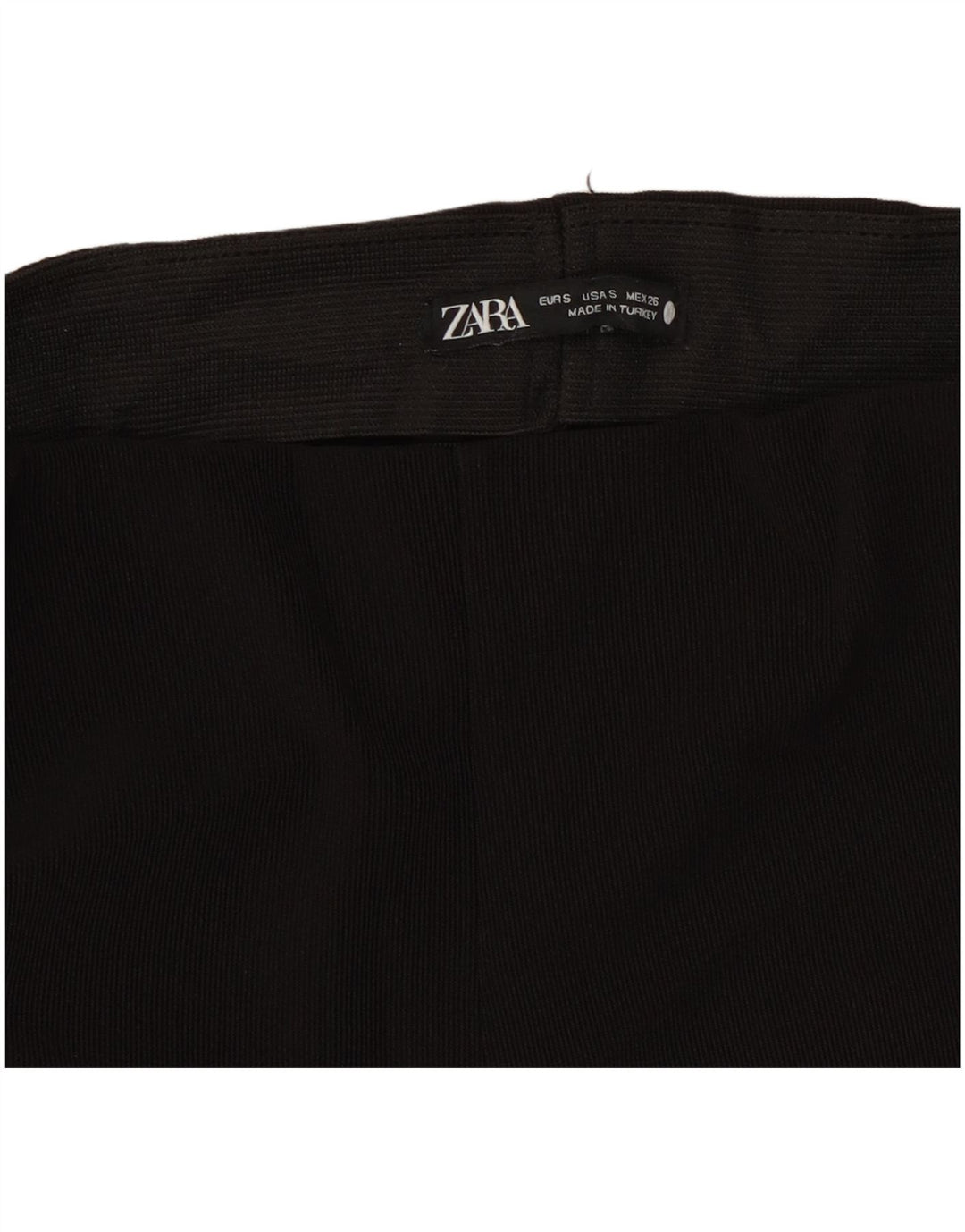 Zara Mujer Pantalón Casual Acampanado Pequeño W26 L30 Poliéster Negro