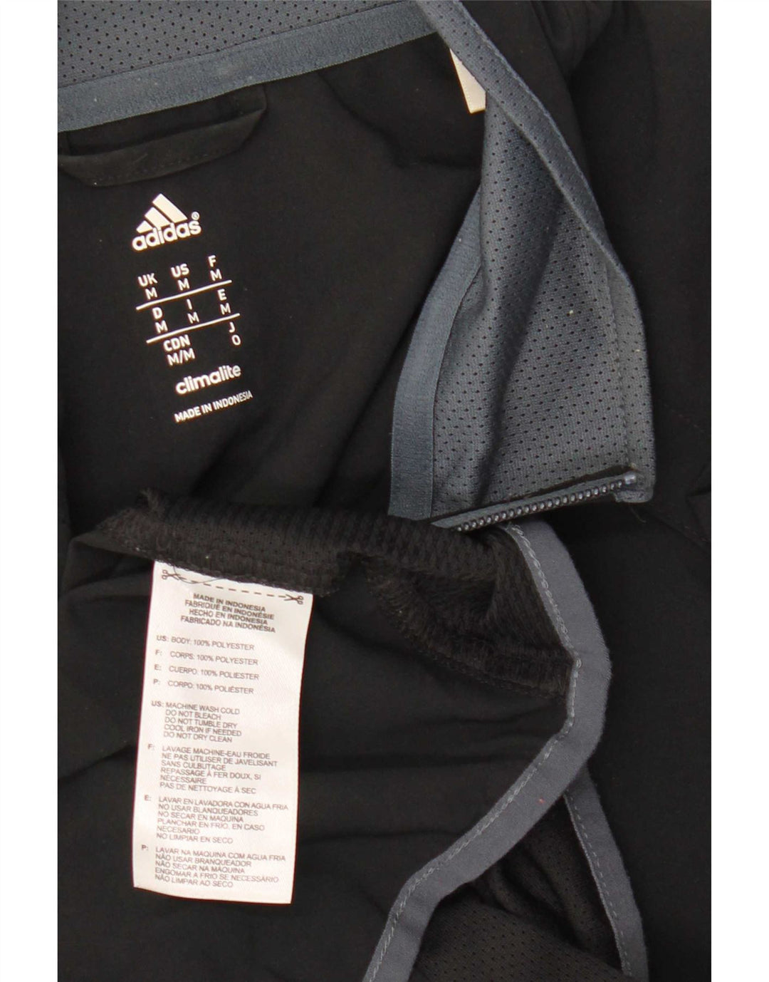 Adidas Mens Climalite Chándal Top Chaqueta Mediano Negro Poliéster