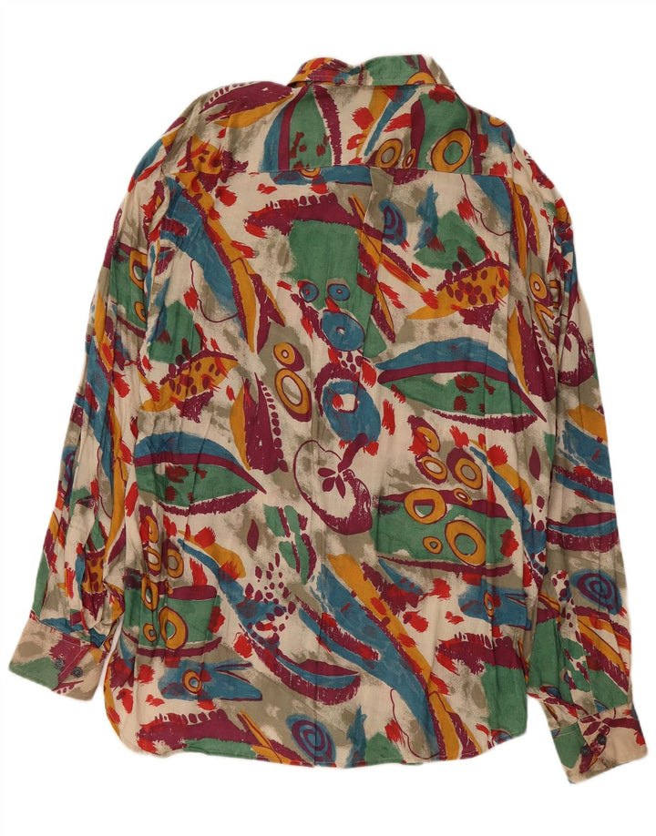 VINTAGE Hombres Patrón Abstracto Camisa Tamaño 41/42 Viscosa Multicolor Grande