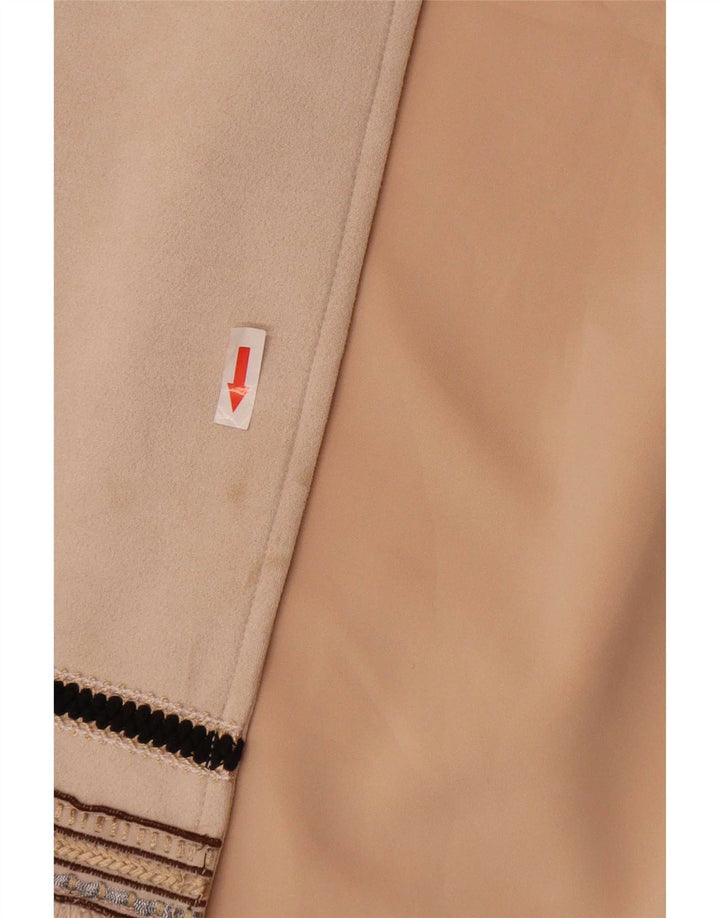 Zara Chaqueta tipo blazer abierta con manga 3/4 para mujer, Reino Unido 44, rayas beige medianas