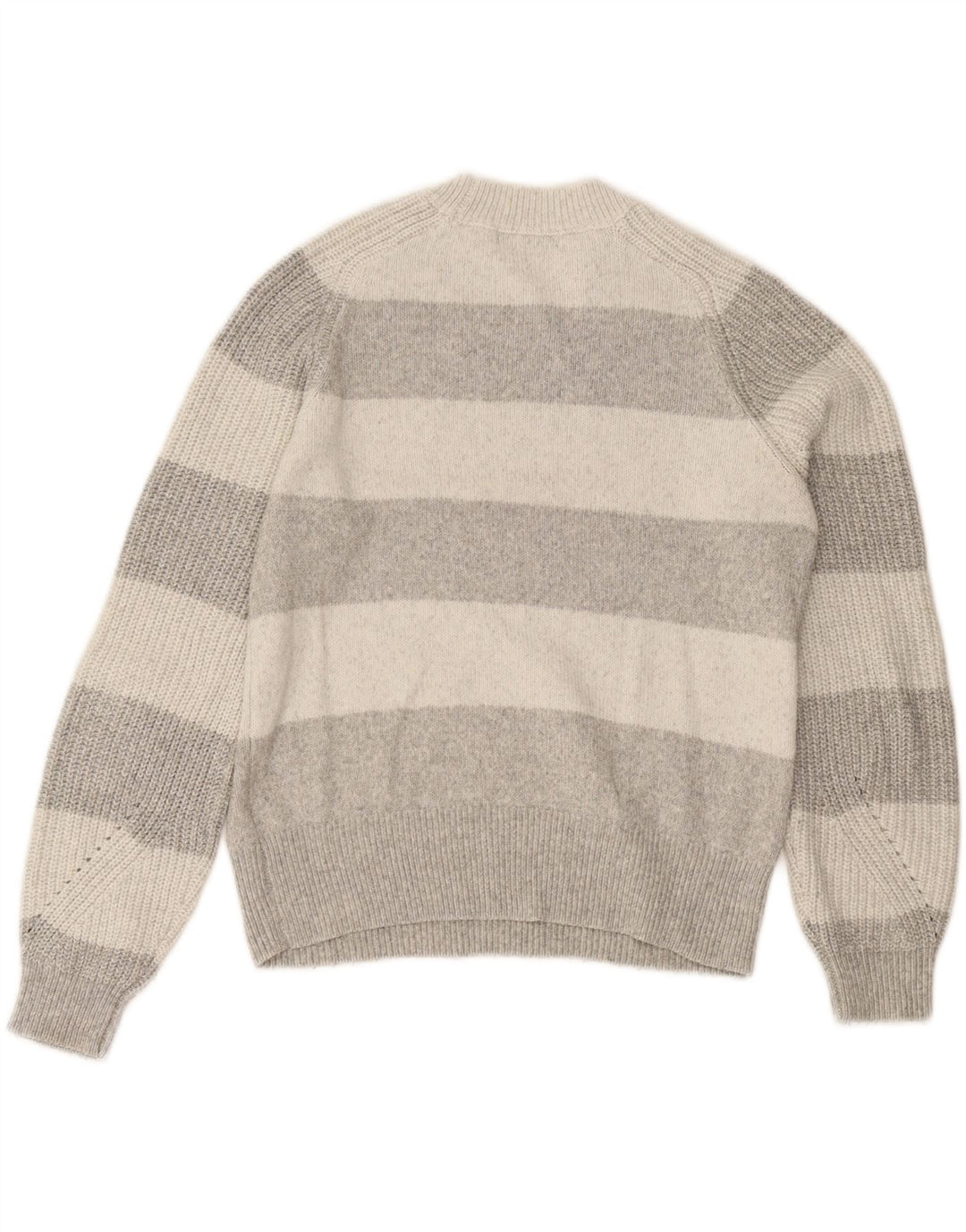 Zara - Jersey de cuello redondo para mujer, talla 40, poliéster a rayas grises pequeñas