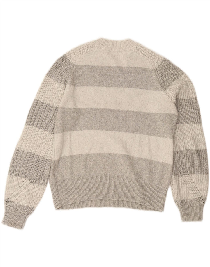 Zara - Jersey de cuello redondo para mujer, talla 40, poliéster a rayas grises pequeñas
