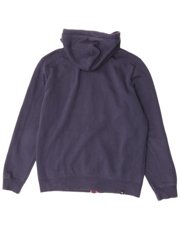Puma Sudadera con capucha y cremallera de corte regular y gráfico para hombre, algodón azul marino mediano