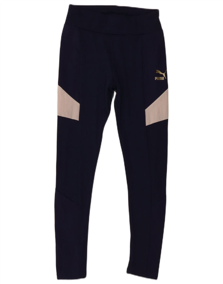 Puma Leggings para mujer UK 10 Small Azul marino Colorblock Poliéster