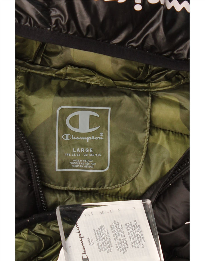 Champion Chaqueta acolchada con capucha para niños 11-12 años Grande Poliéster negro