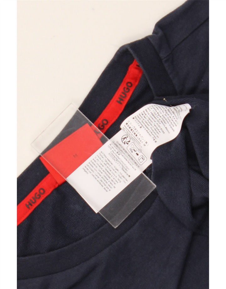 HUGO BOSS Hombre | Sudadera con gráfico tipo jersey de algodón azul marino mediano