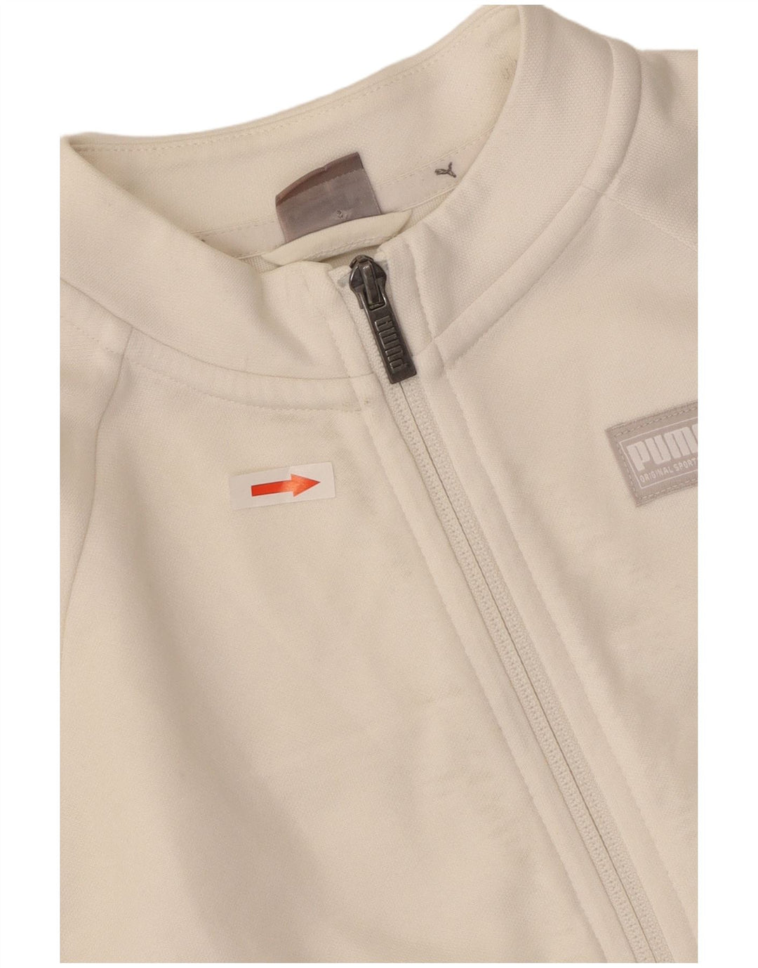 Puma Mujer Crop Oversize Chándal Top Chaqueta Reino Unido 10 Pequeño Poliéster Blanco