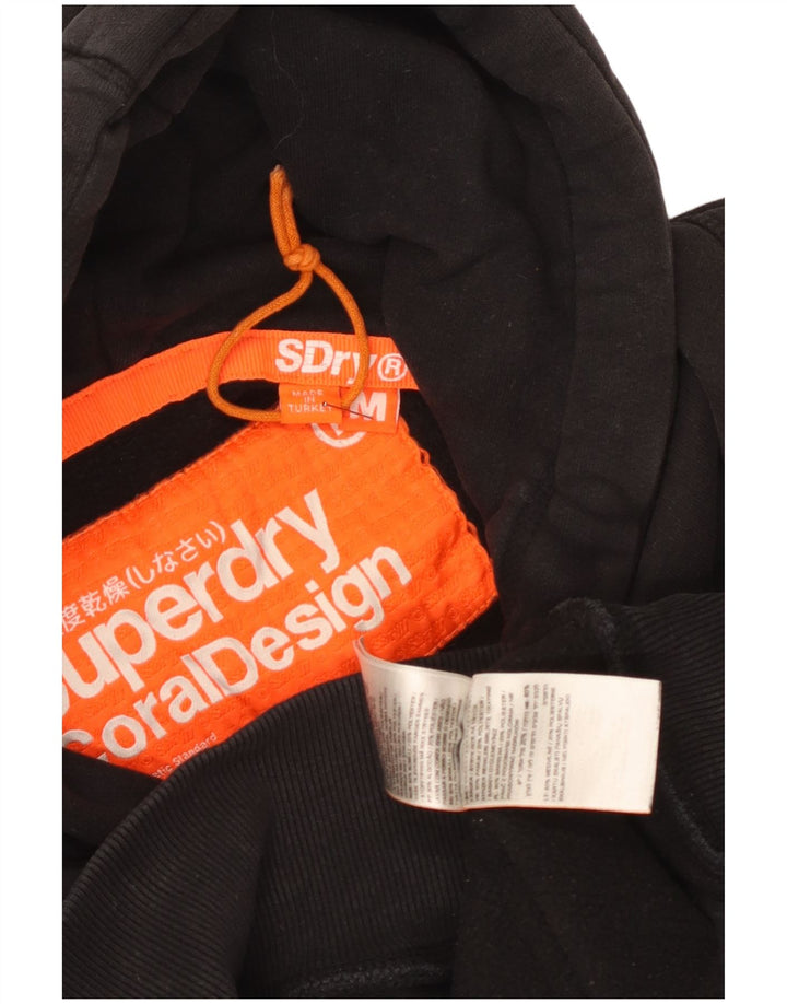 Superdry Jersey con capucha gráfica de algodón negro mediano para hombre
