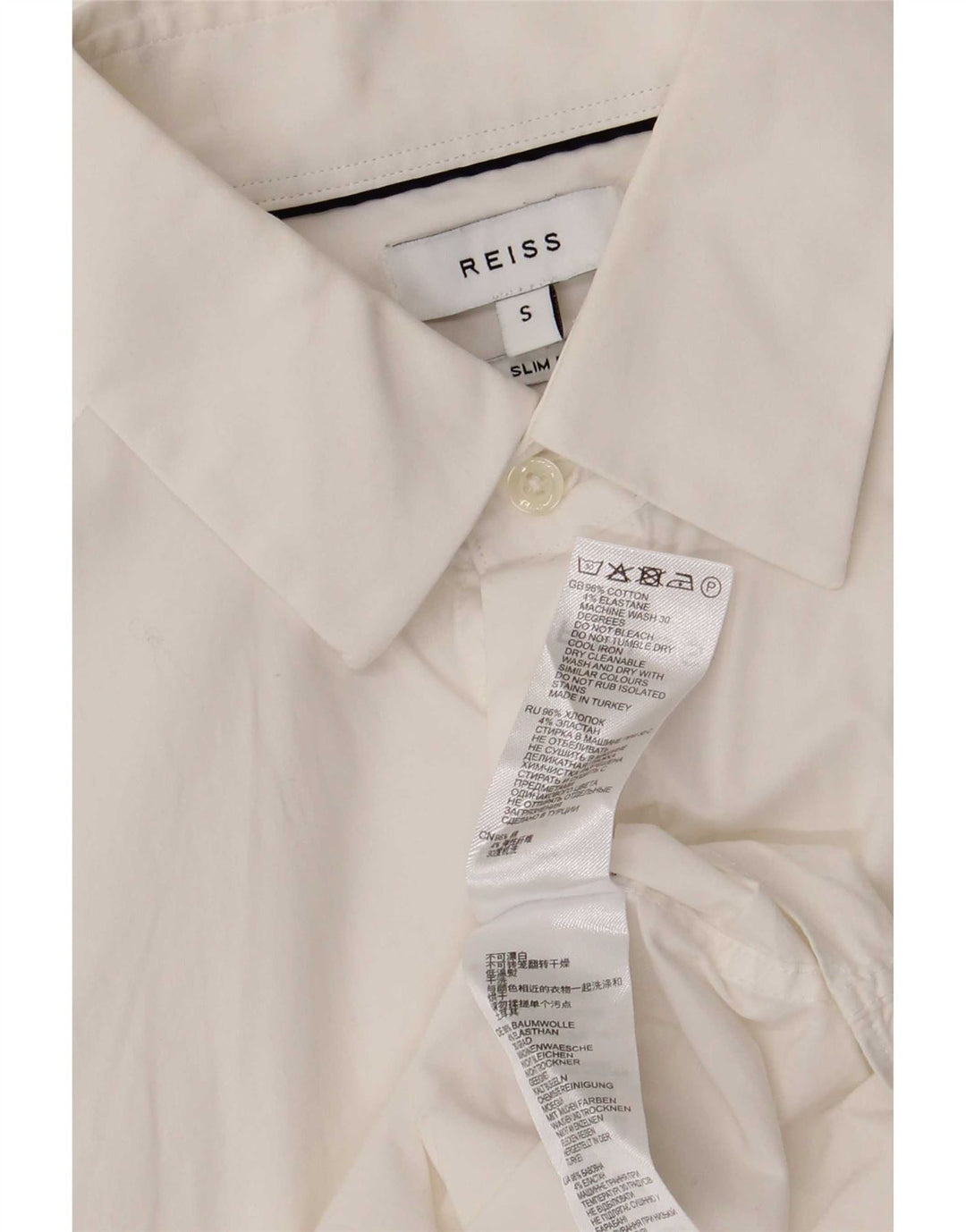 Camisa Reiss Slim Fit De Algodón Blanco Pequeño Para Hombre