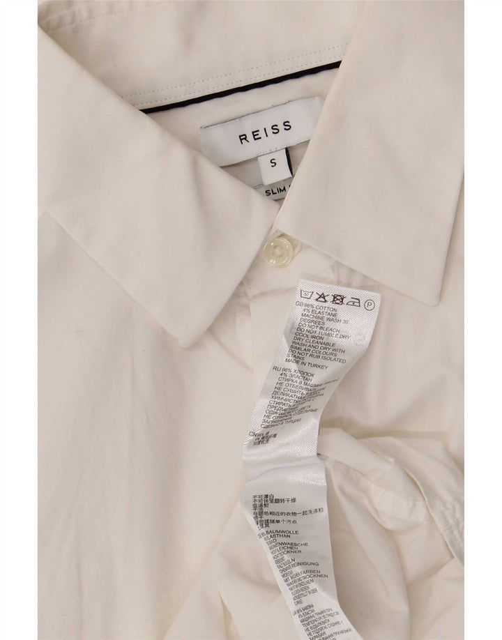 Camisa Reiss Slim Fit De Algodón Blanco Pequeño Para Hombre