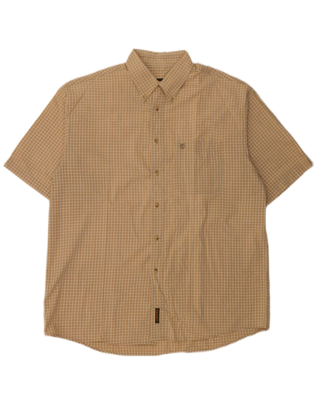 Timberland Camisa De Manga Corta Para Hombre Algodón A Cuadros Beige Grande