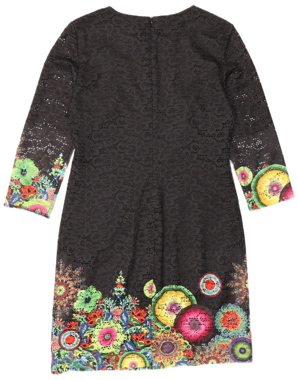Desigual Vestido tubo de encaje con manga 3/4 para mujer EU 40 Medium Black Floral