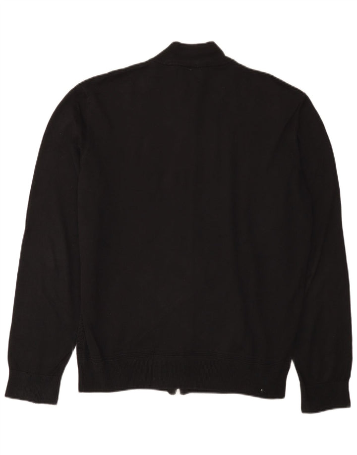 Zara Hombre Cárdigan Suéter Grande Algodón Negro