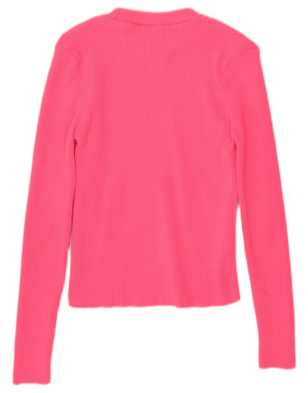 Zara Mujer Crop Top Manga Larga UK 8 Small Rosa Poliamida