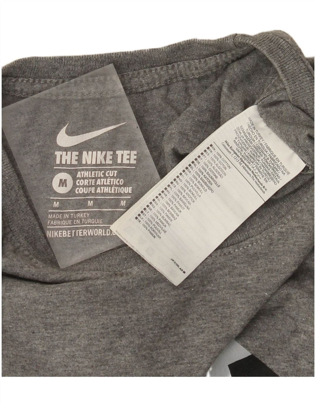 Nike Camiseta con gráfico de corte atlético para hombre Top de algodón moteado en gris medio