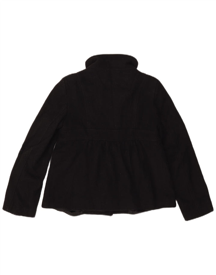 Benetton Chaquetón Mujer IT 42 Mediano Lana Negro