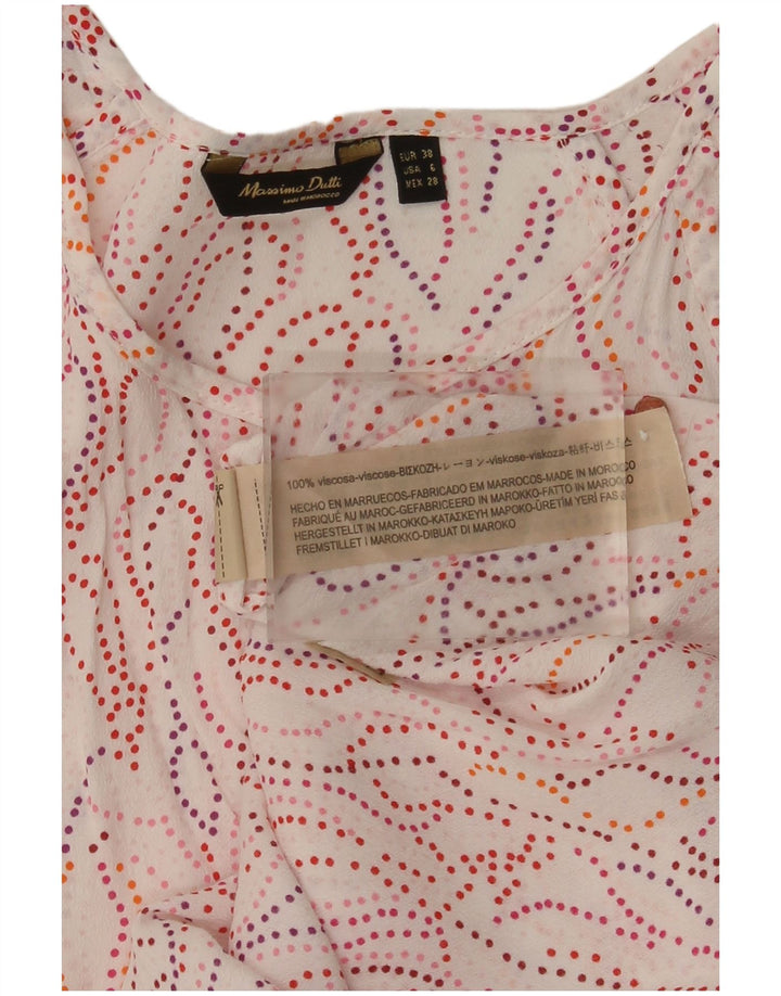 Massimo Dutti Blusa Estampado Abstracto Mujer EU 38 Small Viscosa Blanca