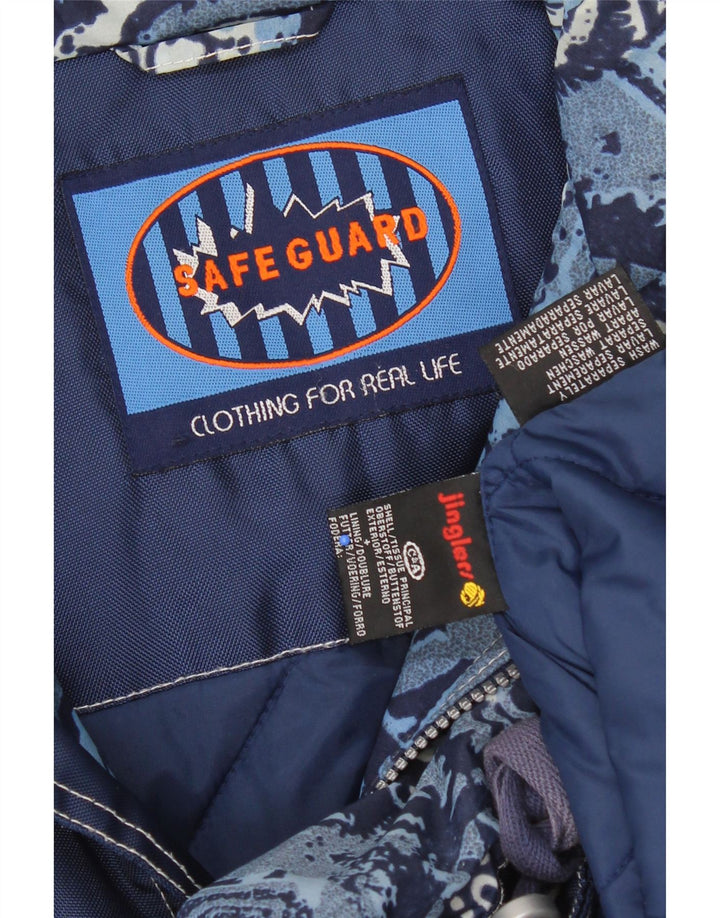 JINGLERS Mens Abstract Pattern Anorak Jacket UK 38 Medium Blue Nylon