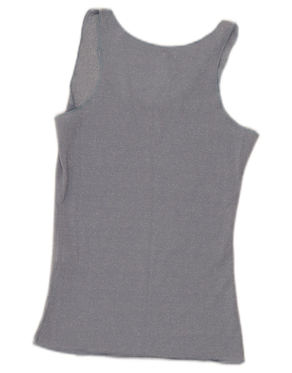 Nueva colección Blusa sin mangas para mujer Top UK 8 Small Blue Moteado Lurex