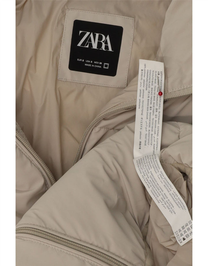 ZARA Chaqueta acolchada para hombre ES 36 Small Beige Poliéster
