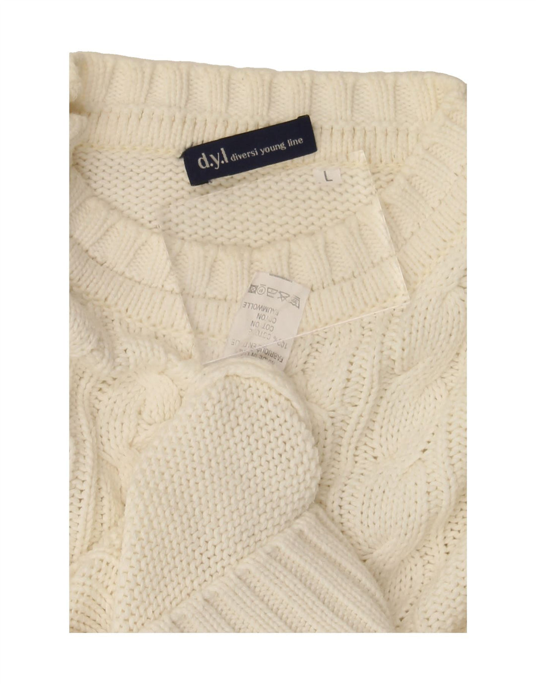 VINTAGE Mens Crew Neck Jumper Sweater Large White Cotton Vintage Vintage and Second-Hand Vintage from Messina Hembry 