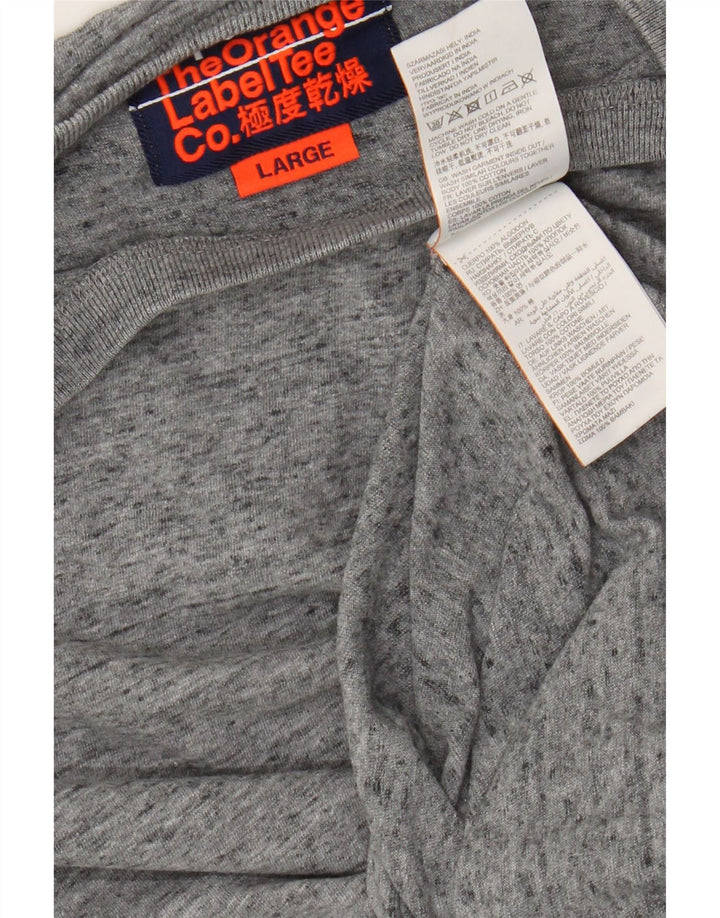 Superdry Camiseta para hombre Top grande de algodón moteado gris