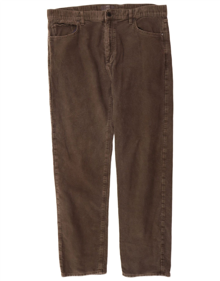 Marks & Spencer Pantalones informales regulares para hombre W40 L33 Algodón gris