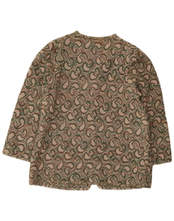 Vintage mujer Cardigan suéter IT 46 grande caqui Paisley lana