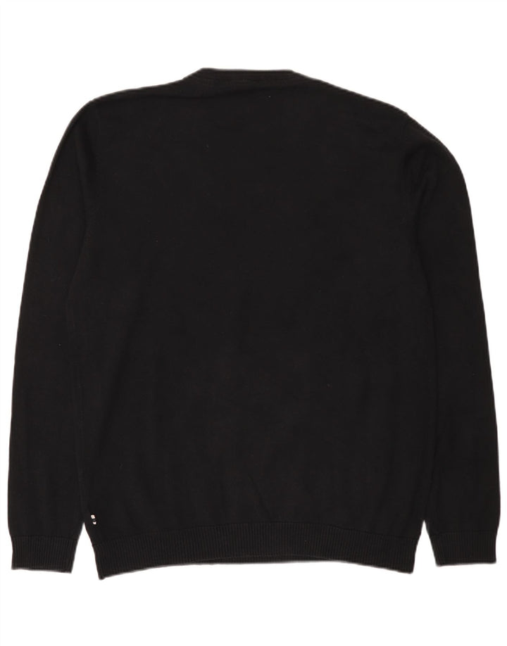 Jack & Jones Jersey con cuello en V para hombre, talla grande, algodón negro