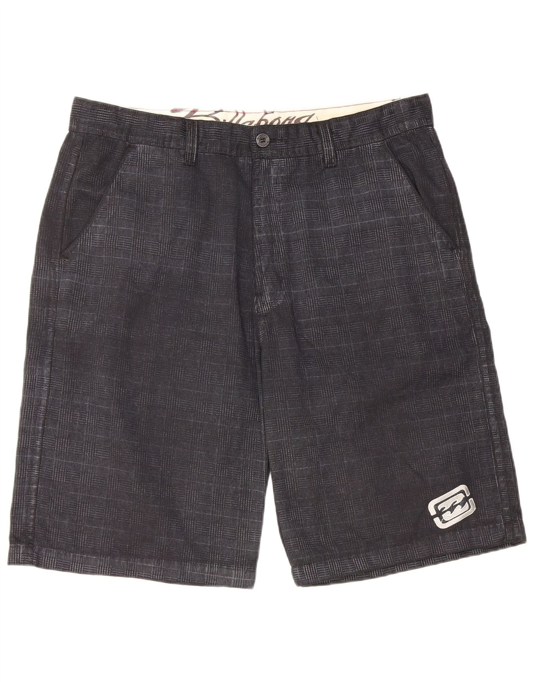 Billabong Pantalones cortos chinos para hombre W40 XL Algodón a cuadros negros