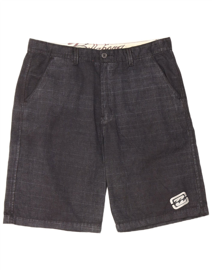 Billabong Pantalones cortos chinos para hombre W40 XL Algodón a cuadros negros