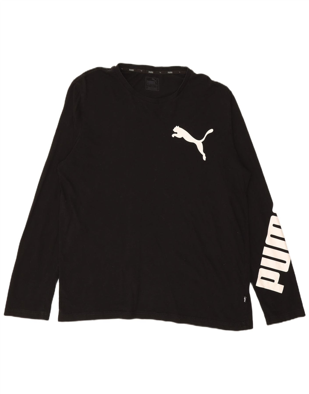 PUMA Top gráfico de manga larga para hombre, algodón negro grande