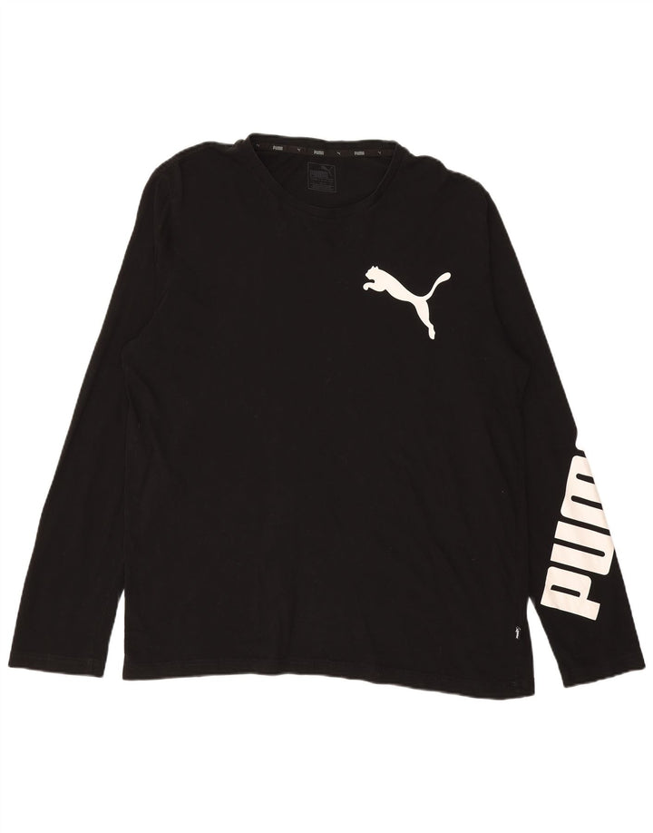 PUMA Top gráfico de manga larga para hombre, algodón negro grande