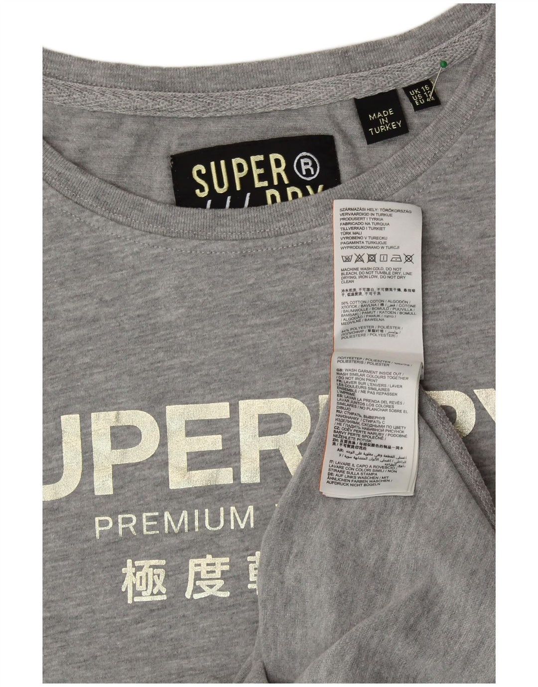 SUPERDRY Camiseta gráfica extragrande para mujer UK 46 Algodón gris grande