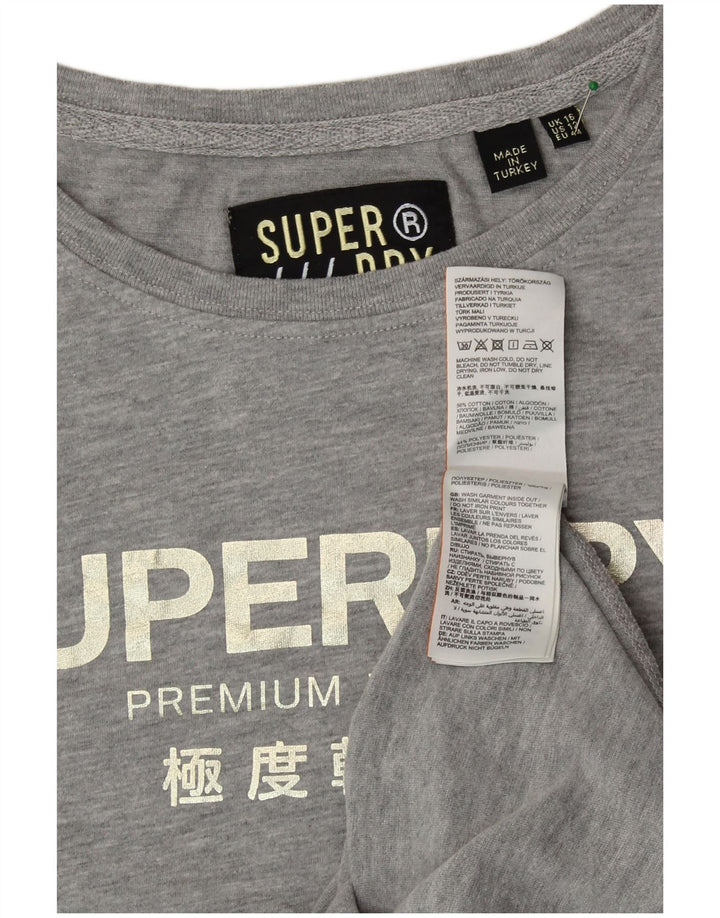 SUPERDRY Camiseta gráfica extragrande para mujer UK 46 Algodón gris grande