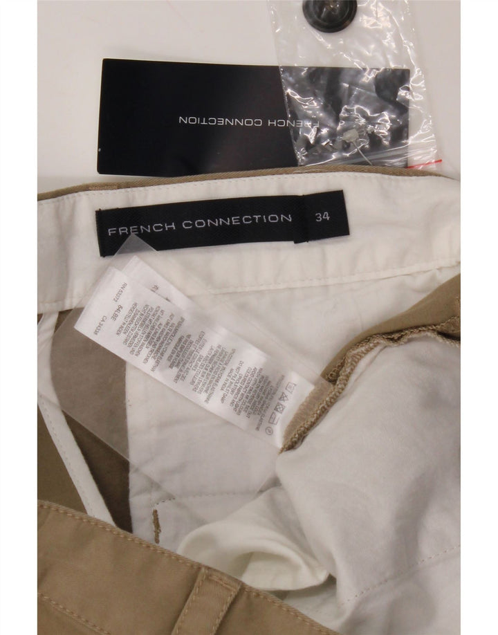 FRENCH CONNECTION Pantalón chino recto para hombre W34 L32 Algodón beige