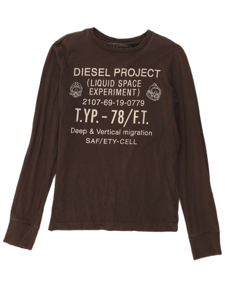 Diesel Hombre Top Gráfico De Manga Larga De Algodón Caqui Grande